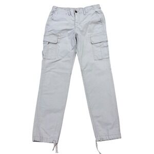 American Eagle Mens Cargo Pants Light Gray Stone Cotton Twill Straight Leg 32x34